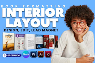 design interior book layout, educational workbook, book cover, book formatting