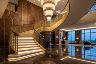 design modern spiral staircase and luxury 3d visualization design