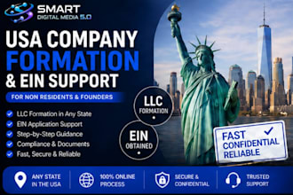 help you form your USA company and get ein for non residents and founders