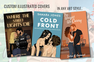 design illustated romance book cover or ebook cover, amazon kdp book cover