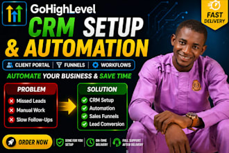 do gohighlevel CRM setup, automation workflows and sales funnel