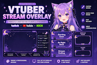 design custom twitch and youtube overlays for vtubers and streamers