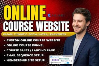 build online course website using kajabi, weebly, thinkific, podia, learnpress