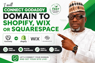 connect godaddy domain to shopify, wix or squarespace