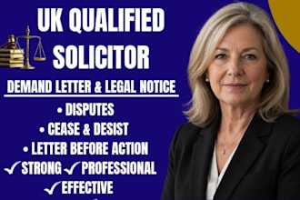 draft powerful legal demand letter or legal notice as UK qualified solicitor