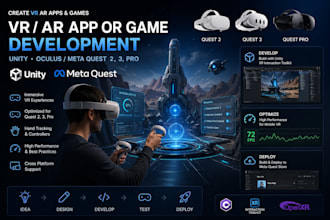 create VR ar app or game development in unity oculus meta quest 2, 3, pro