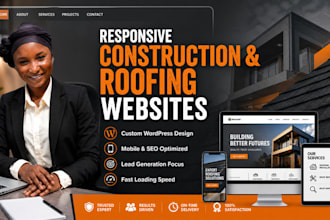 design a responsive construction, website, roofing company website in wordpress