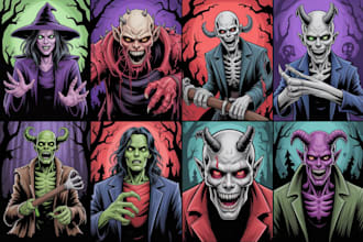 illustrate horror monsters and characters