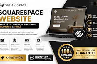 create squarespace website with development, integrations, payments and tools