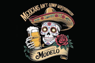 design high quality vintage skull mexican food logo with unlimited revision