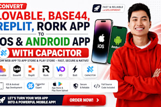 convert lovable base44 replit rork app to ios android app with capacitor despia