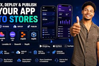fix deploy lovable ai base44 replit app to play store app store testflight