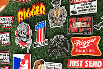 make custom rigger sticker pack, hard hat and toolbox decals or logo
