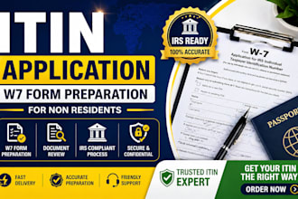 prepare itin application w7 with irs documents for non residents