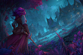 paint a character illustration in a fantasy world