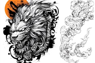 design anime or cartoon project for your tattoo or clothes