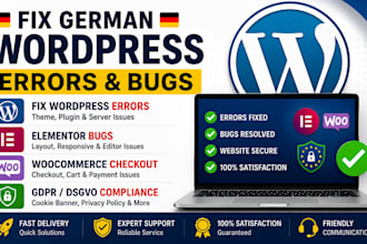 fix german wordpress errors elementor bugs woocommerce checkout gdpr dsgvo