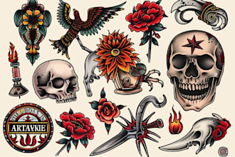make a traditional or neo traditional oldschool tattoo