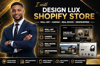 design lux wall art shopify store canvas real estate website dropshipping store