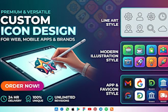 design modern custom icon set, app icon, favicon, and website icons