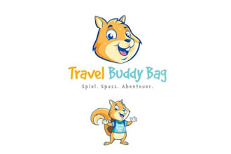 make squirrel logo for a kids travel toy package