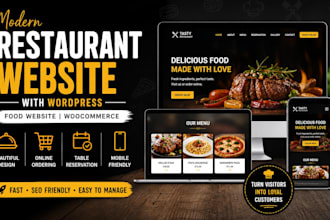 create a modern restaurant website with wordpress or wocommerce, food website