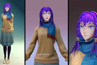 create anime 3d characters for unity, unreal engine