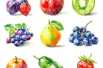 paint any fruit or vegetable with watercolors