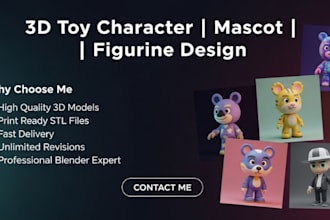 design 3d toy character mascot 3d figurine animal model stl file using blender