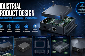 pcb enclosures, product prototypes, 3d cad modeling in blender, autocad, keyshot