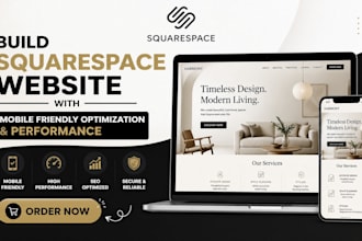 build squarespace website with mobile friendly optimization and performance