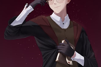 draw anime art style, fanart, characters illustration, oc