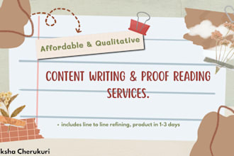 proofread, write content and edit content