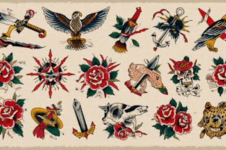 design custom old school and traditional tattoo artwork