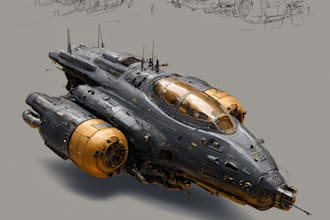 create cinematic sci fi spaceship illustrations with high detail and lighting