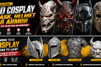 sculpt custom 3d cosplay mask, helmet and armor stl for 3d printing
