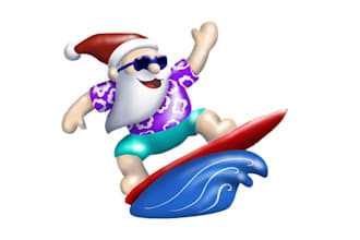 design surfing santa good vibes christmas inflatable logo
