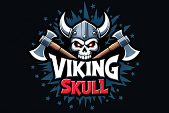 design eye catchy viking skull logo  in 12 hours