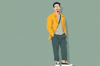 draw vector character in a flat, modern style