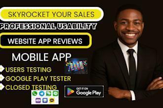 review and testing your ios app, android app, PC, usability, website test