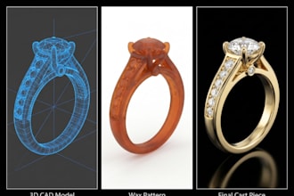 create 3d lost wax jewelry model ring pendant bracelet cad design casting rhino