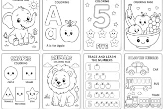 create cute activity , colouring books for kids, toddlers