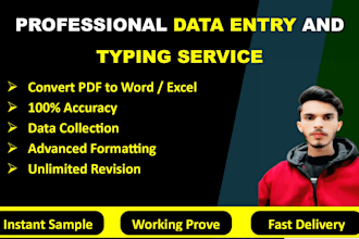 do fast and accurate data entry, pdf to word, image to text typing