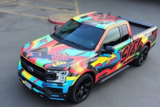 design a custom vehicle wrap, cars, pickups, trailers, etc
