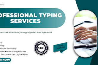provide fast typing services, data entry and document formatting