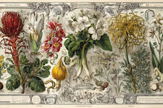 create a beautiful vintage botanical illustration poster