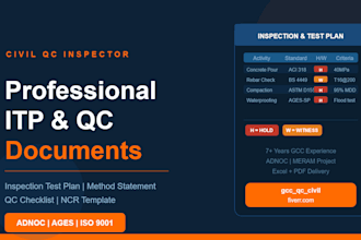 create construction itp, method statement and qc checklist for civil work