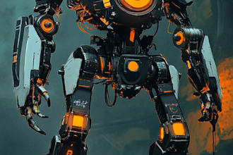 create retro mecha or scifi gundam art