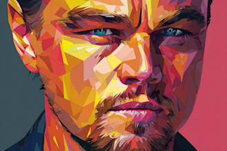 be design low poly art and portrait