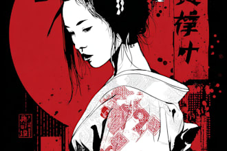 do a japanese t shirt illustration
